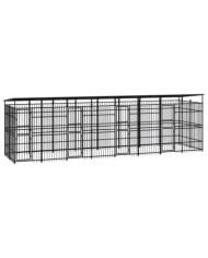 Chenil d'extérieur avec toit pour chiens Acier 14,75 m² | Mobilier & Déco