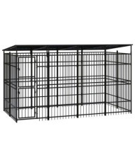 Chenil d'extérieur avec toit pour chiens Acier 7,37 m² | Mobilier & Déco
