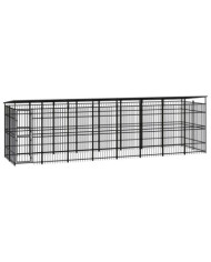 Chenil d'extérieur avec toit pour chiens Acier 14,75 m² | Mobilier & Déco