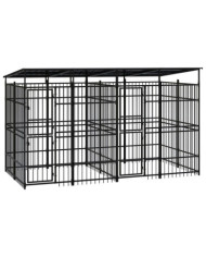 Chenil d'extérieur avec toit pour chiens Acier 7,37 m² | Mobilier & Déco