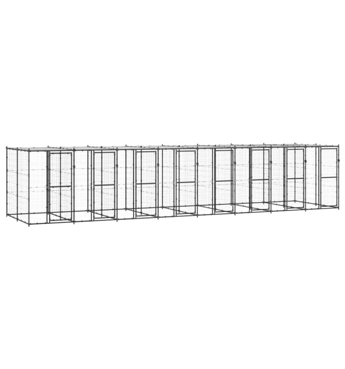 Chenil extérieur Acier avec toit 19,36 m² | Mobilier & Déco