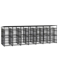 Chenil d'extérieur avec toit pour chiens Acier 12,9 m² | Mobilier & Déco