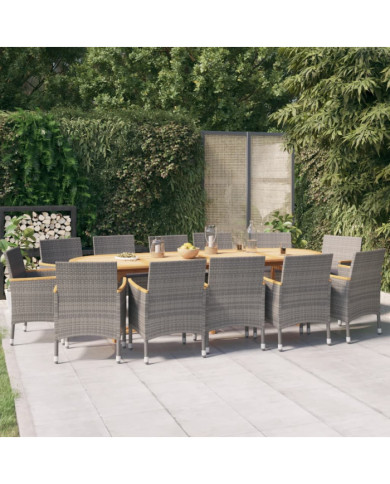 Ensemble à manger de jardin 13 pcs avec coussins Gris | Mobilier & Déco