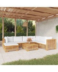 Salon de jardin 8 pcs avec coussins Bois de teck solide | Mobilier & Déco