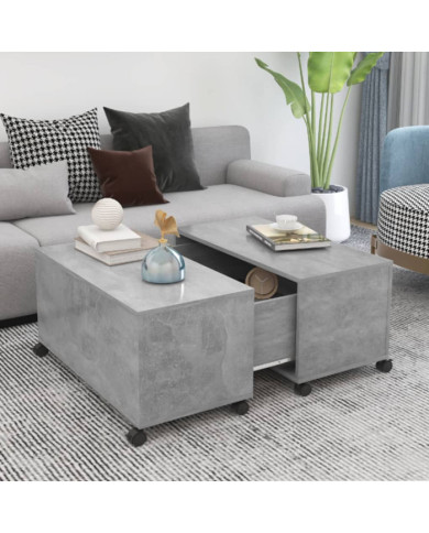 Table basse gris béton 75x75x38 cm bois d'ingénierie | Mobilier & Déco