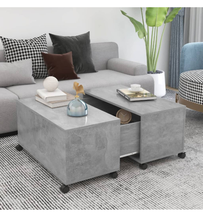 Table basse gris béton 75x75x38 cm bois d'ingénierie | Mobilier & Déco