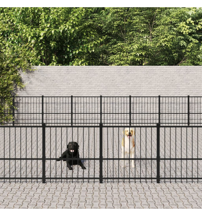 Chenil d'extérieur pour chiens Acier 76,21 m² | Mobilier & Déco