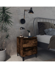 Table de chevet avec pieds en métal Chêne fumé 40x35x50 cm | Mobilier & Déco