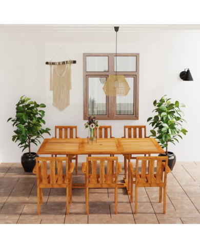 Ensemble à manger de jardin 7 pcs Bois de teck massif | Mobilier & Déco
