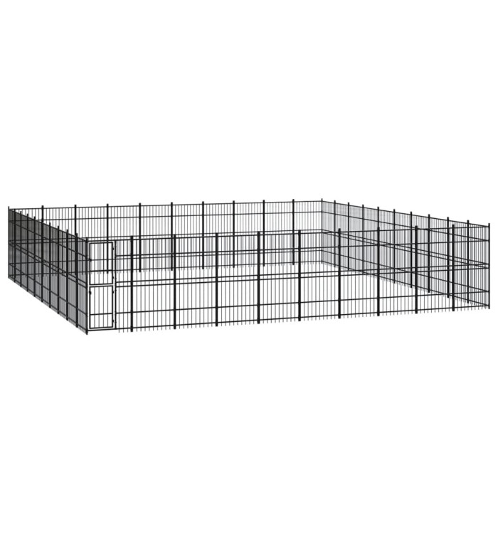 Chenil d'extérieur pour chiens Acier 92,16 m² | Mobilier & Déco