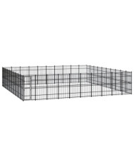 Chenil d'extérieur pour chiens Acier 92,16 m² | Mobilier & Déco
