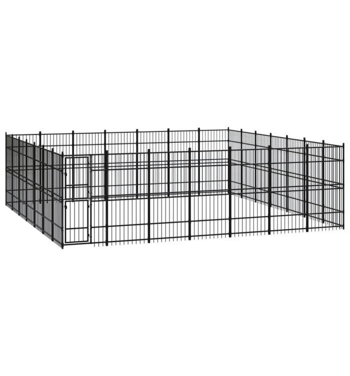 Chenil d'extérieur pour chiens Acier 45,16 m² | Mobilier & Déco