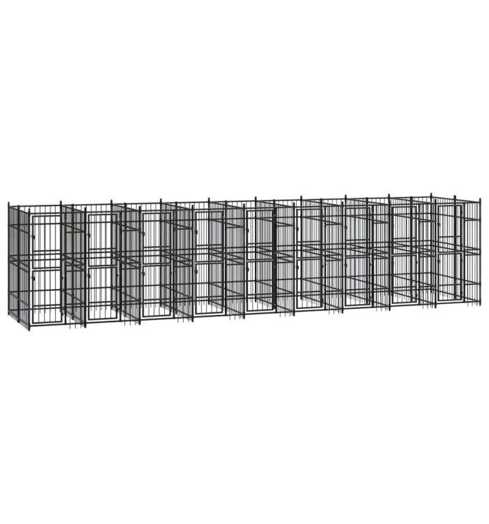 Chenil d'extérieur pour chiens Acier 16,59 m² | Mobilier & Déco