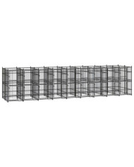 Chenil d'extérieur pour chiens Acier 16,59 m² | Mobilier & Déco