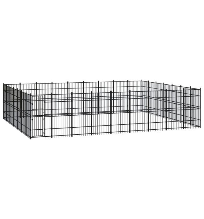 Chenil d'extérieur pour chiens Acier 58,06 m² | Mobilier & Déco