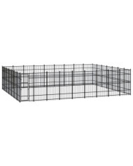 Chenil d'extérieur pour chiens Acier 58,06 m² | Mobilier & Déco