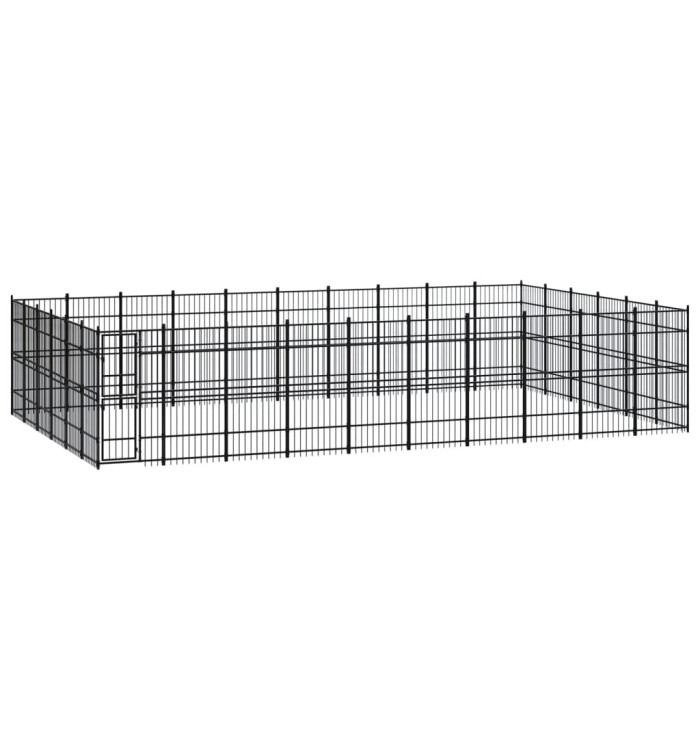 Chenil d'extérieur pour chiens Acier 55,3 m² | Mobilier & Déco