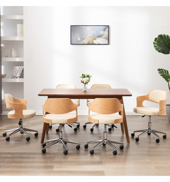 Chaises pivotantes à manger lot de 6 bois courbé et similicuir | Mobilier & Déco