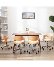 Chaises pivotantes à manger lot de 6 bois courbé et similicuir | Mobilier & Déco
