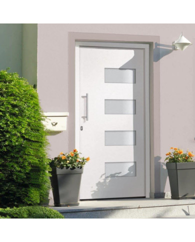 Porte d'entrée Aluminium et PVC Blanc 100x210 cm | Mobilier & Déco