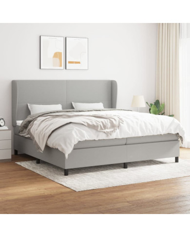 Sommier à lattes de lit avec matelas Gris clair 200x200cm Tissu | Mobilier & Déco