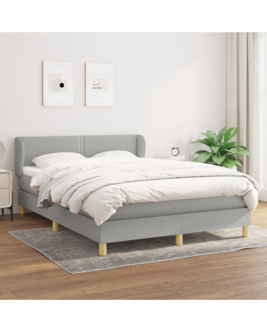 Sommier à lattes de lit avec matelas Gris clair 140x190cm Tissu | Mobilier & Déco