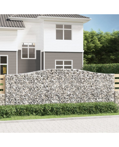 Paniers à gabions arqués 9 pcs 400x30x140/160 cm Fer galvanisé | Mobilier & Déco