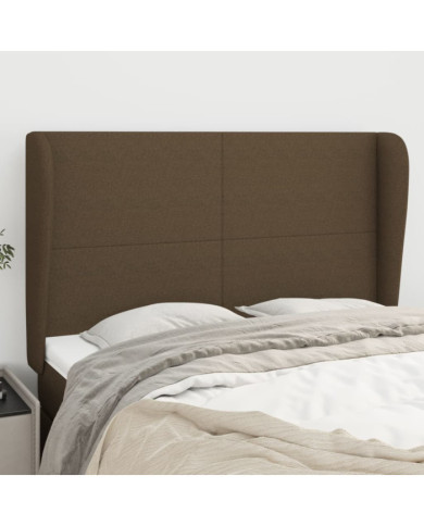 Tête de lit avec oreilles Marron foncé 147x23x118/128 cm Tissu | Mobilier & Déco