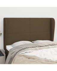 Tête de lit avec oreilles Marron foncé 147x23x118/128 cm Tissu | Mobilier & Déco