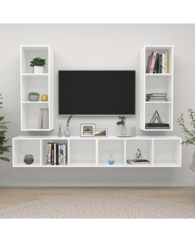 Meubles TV muraux 4 pcs Blanc Bois d'ingénierie | Mobilier & Déco