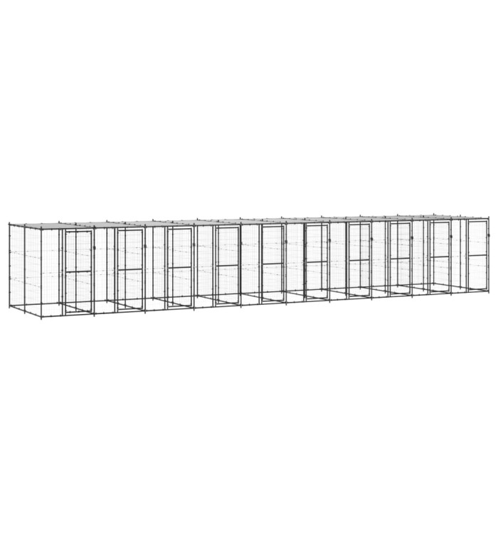 Chenil extérieur Acier avec toit 24,2 m² | Mobilier & Déco