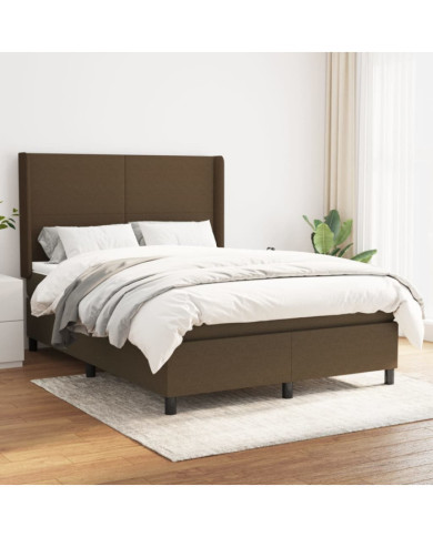 Sommier à lattes de lit avec matelas Marron foncé 140x190 cm | Mobilier & Déco