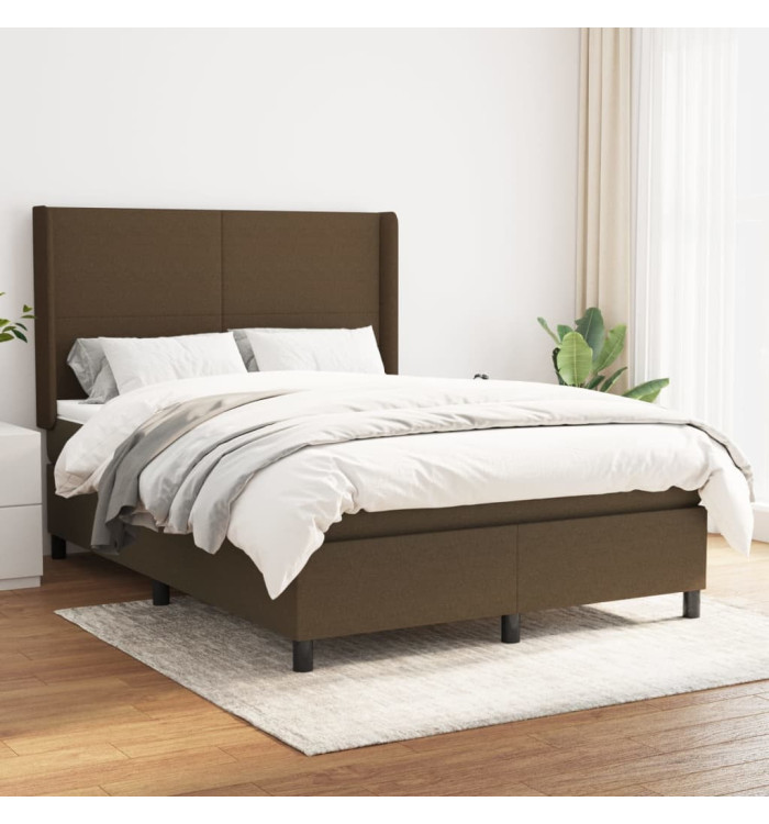 Sommier à lattes de lit avec matelas Marron foncé 140x190 cm | Mobilier & Déco