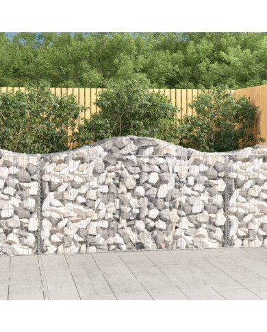 Paniers à gabions arqués 15 pcs 200x50x100/120 cm fer galvanisé | Mobilier & Déco