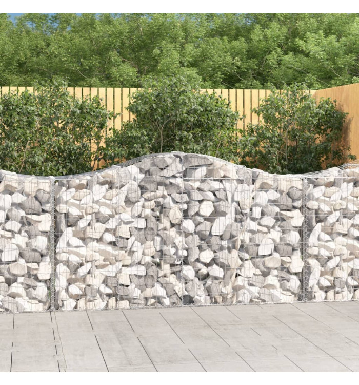 Paniers à gabions arqués 15 pcs 200x50x100/120 cm fer galvanisé | Mobilier & Déco
