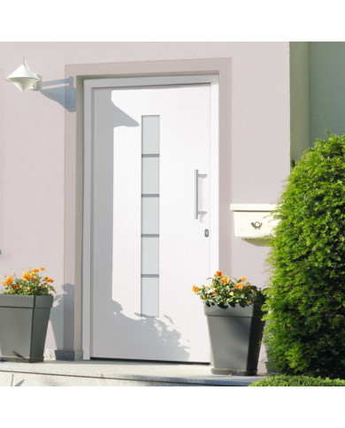 Porte d'entrée Aluminium et PVC Blanc 110x210 cm | Mobilier & Déco
