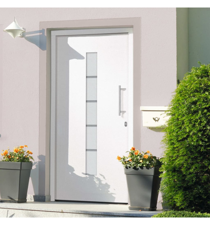 Porte d'entrée Aluminium et PVC Blanc 110x210 cm | Mobilier & Déco