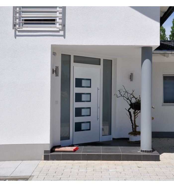 Porte d'entrée Blanc 100x200 cm Aluminium et PVC | Mobilier & Déco