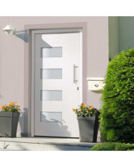 Porte d'entrée Aluminium et PVC Blanc 110x210 cm | Mobilier & Déco