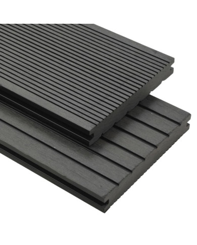 Panneaux de terrasse WPC solides et accessoires 10 m² 4 m Gris | Mobilier & Déco