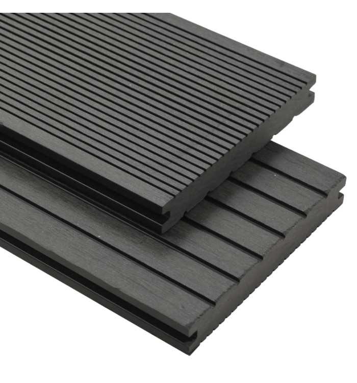 Panneaux de terrasse WPC solides et accessoires 10 m² 4 m Gris | Mobilier & Déco