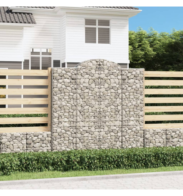 Paniers à gabions arqués 12 pcs 200x30x200/220 cm fer galvanisé | Mobilier & Déco