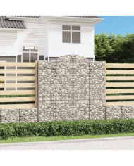 Paniers à gabions arqués 12 pcs 200x30x200/220 cm fer galvanisé | Mobilier & Déco
