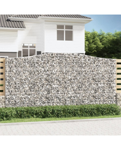 Paniers à gabions arqués 7 pcs 400x50x200/220 cm Fer galvanisé | Mobilier & Déco