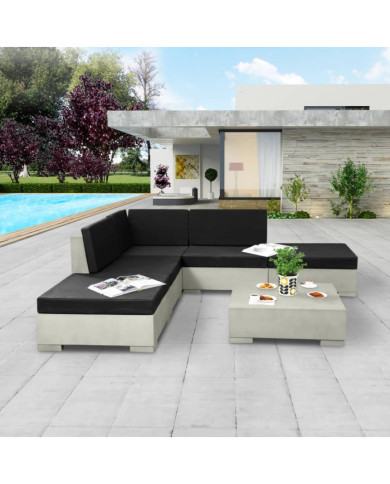 Salon de jardin 6 pcs avec coussins gris béton | Mobilier & Déco