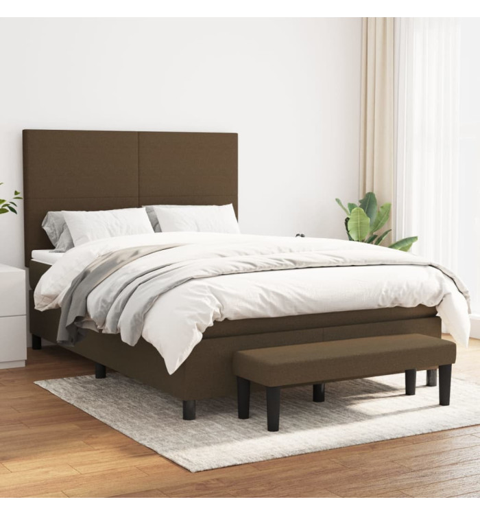 Sommier à lattes de lit avec matelas Marron foncé 140x190 cm | Mobilier & Déco