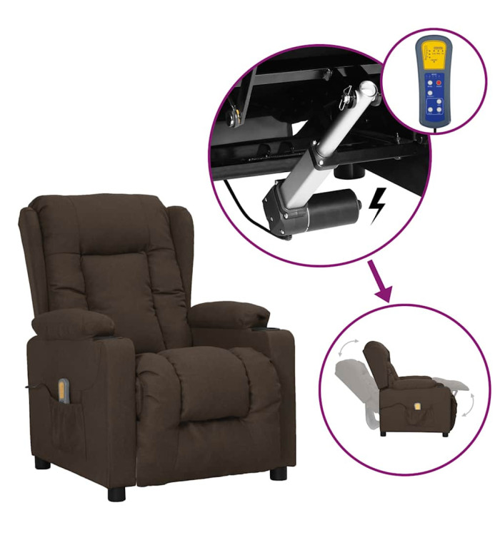 Fauteuil de massage Marron foncé Tissu | Mobilier & Déco