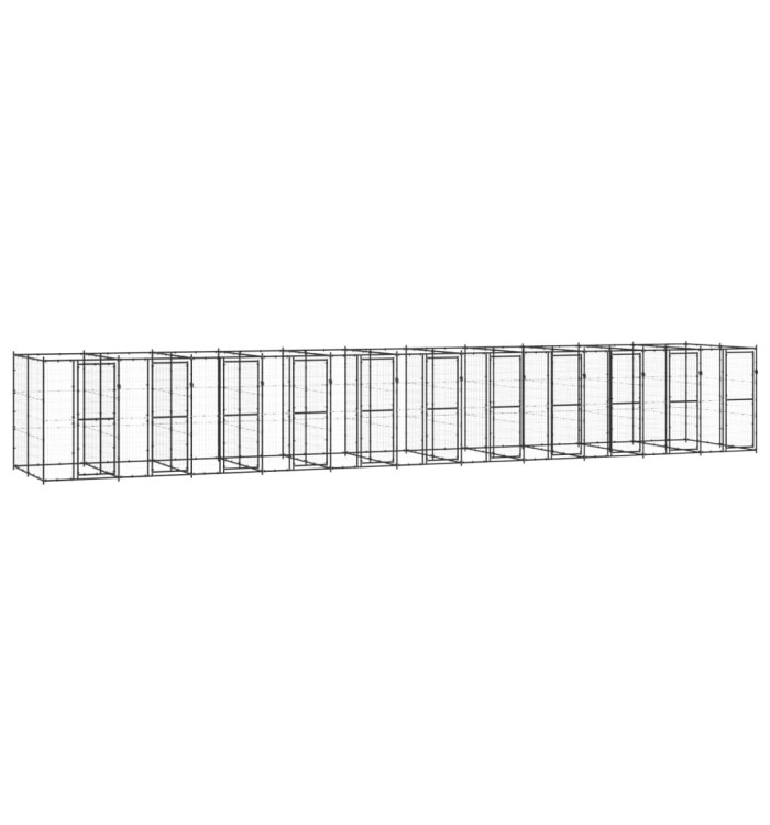 Chenil d'extérieur pour chiens Acier 26,62 m² | Mobilier & Déco