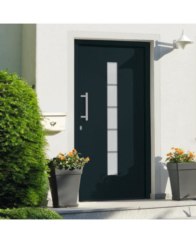 Porte d'entrée Aluminium et PVC Anthracite 110x210 cm | Mobilier & Déco
