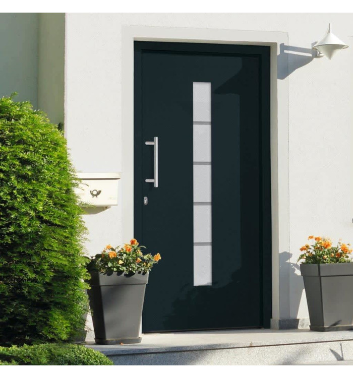 Porte d'entrée Aluminium et PVC Anthracite 110x210 cm | Mobilier & Déco
